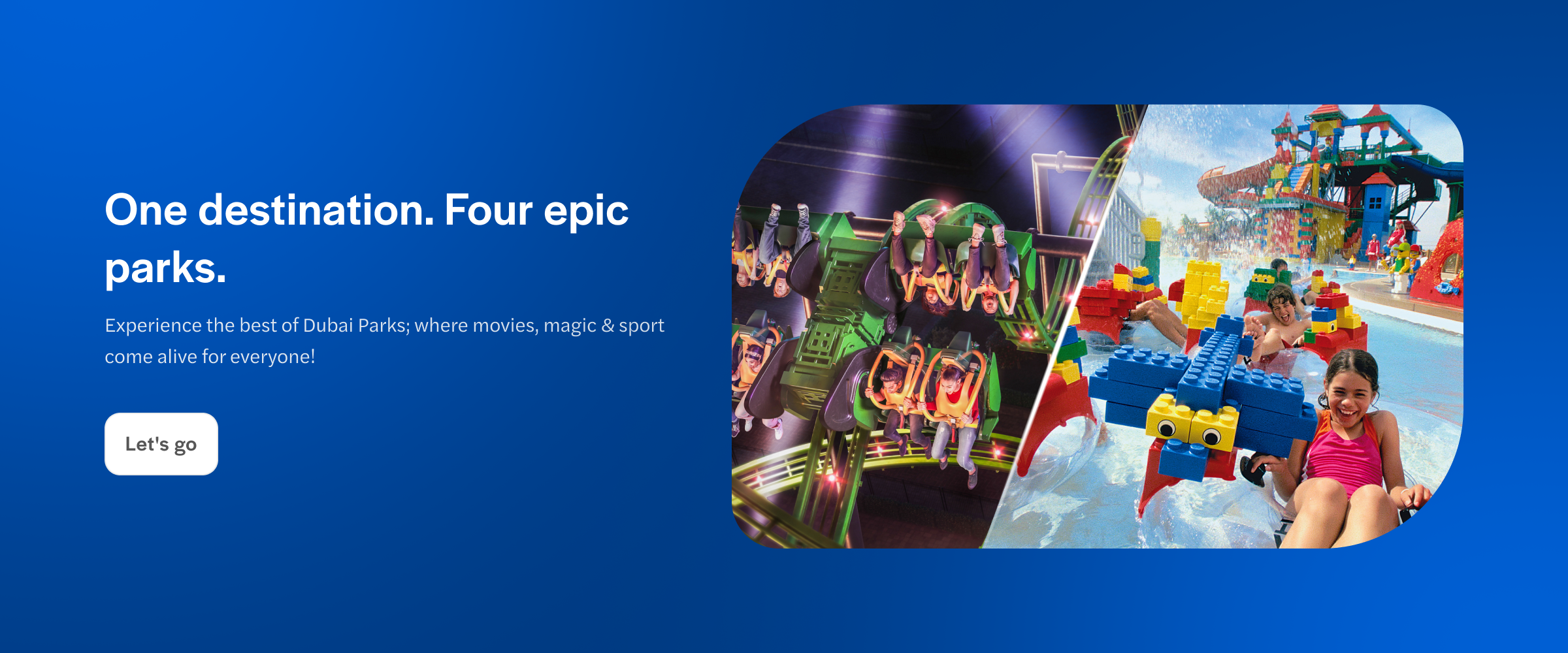 Riders upside down on a green roller coaster track at MOTIONGATE™ Dubai.